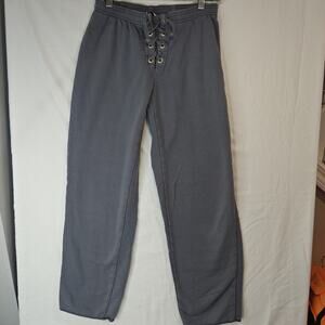 Hard Tail Forever Sz S Grey Sweatpants Lace Up Waist Lounge Wide Leg Pants